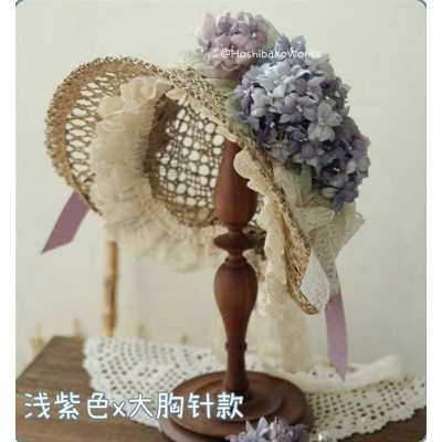 Hoshibako Works Rainy Season Is Approaching Hydrangea Straw Bonnet, Brooches and Bow Clips(Full Payment Without Shipping)